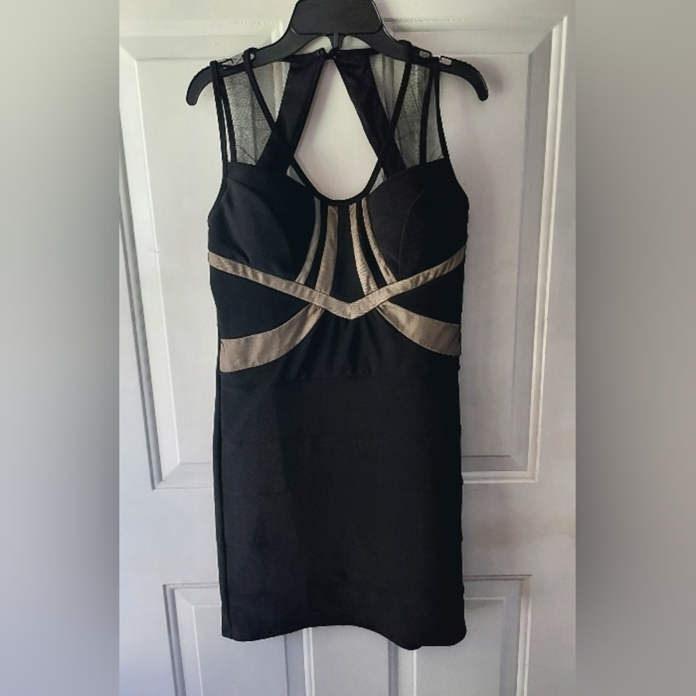 Crystal Doll Black gold Dress Jrs 13 bodycon Mini punk rock goth Girlhoodcore